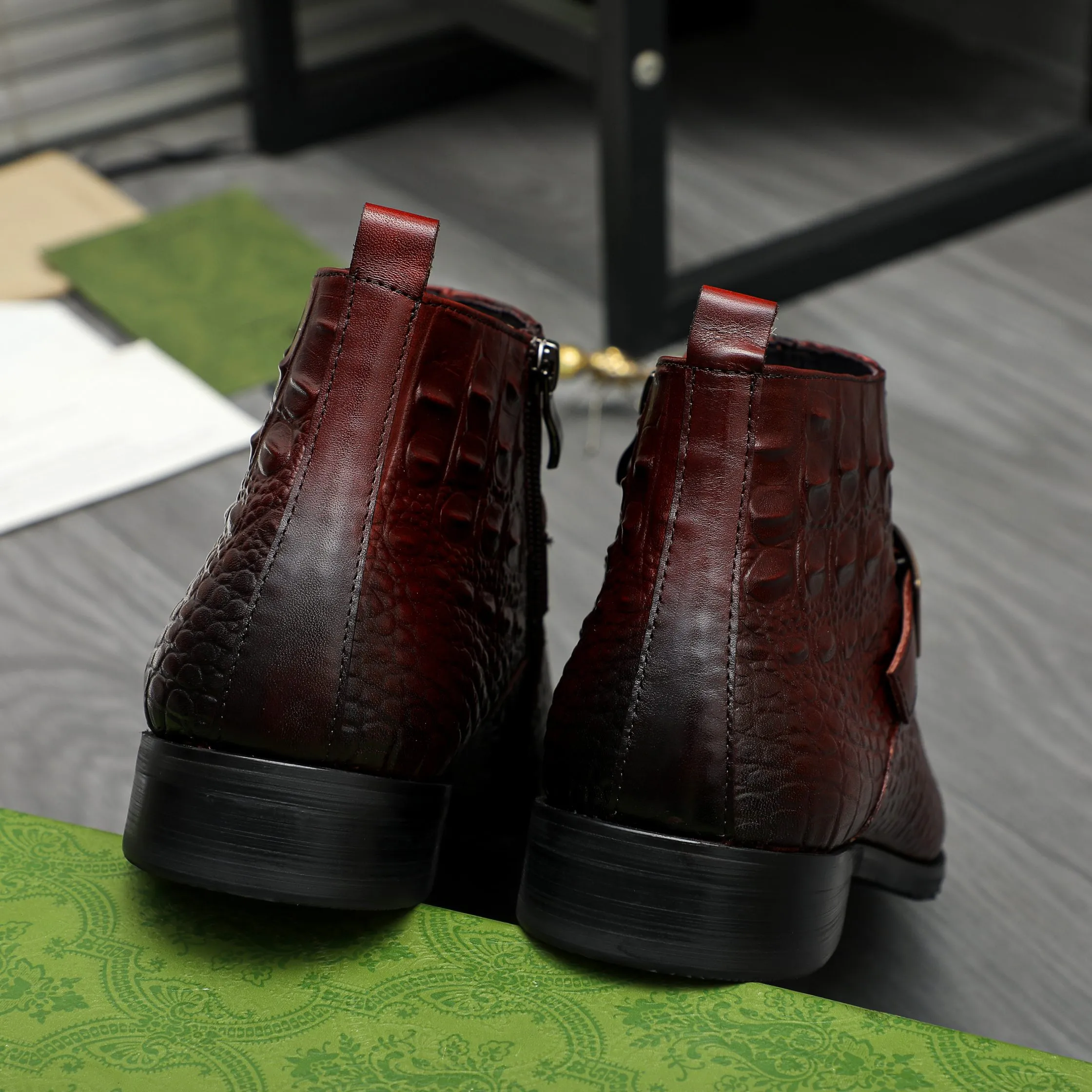 Men's shoes 💰p620 Product trademark: GUCCI "Gucci" high-top business leather shoes Regular size: 37-46 (37.46 is custom-made and non-returnable) Product materials: Selected crocodile pattern cowhide upper, pigskin lining, rubber outsole